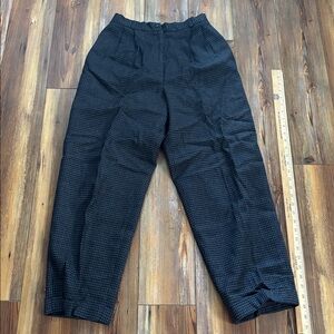 Talbots vintage front pleat pants 10P Navy & Grey Herringbone Pattern